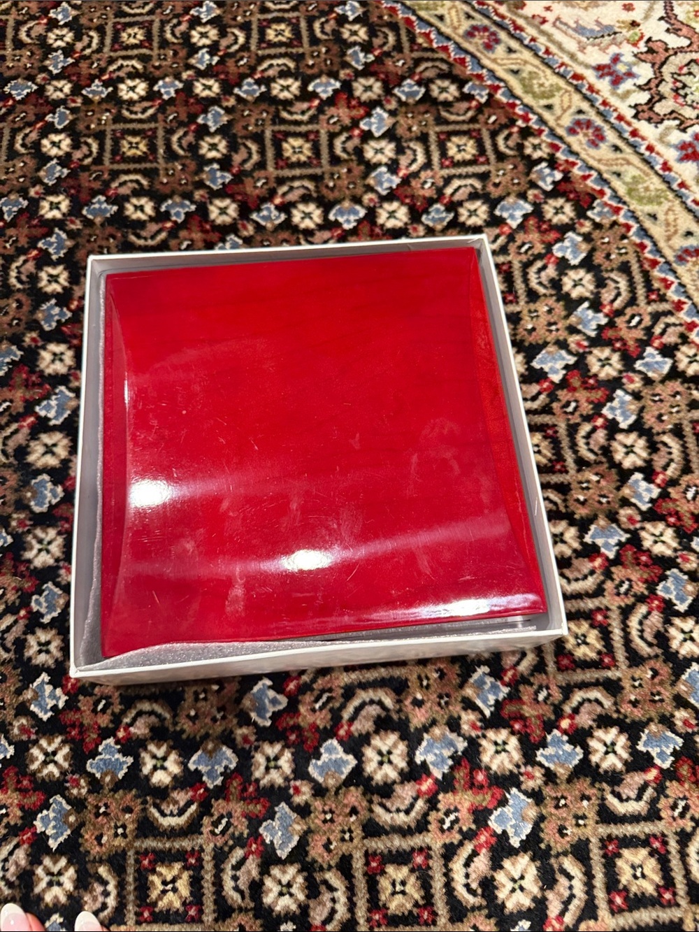 Red  wooden Jewelry Display Box with White Interior - Picture 7 of 9